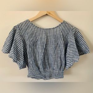 Flowy spring striped tie back top